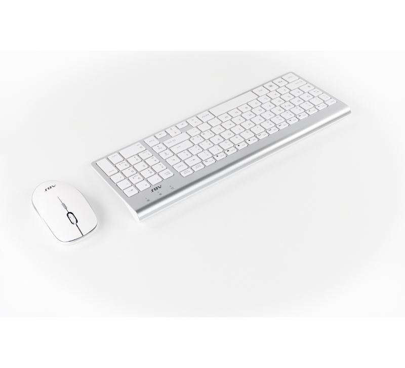 TASTIERA + MOUSE USB WIRELESS ADJ KW10 - Silver/Bianco - Usb