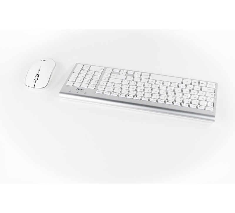 TASTIERA + MOUSE USB WIRELESS ADJ KW10 - Silver/Bianco - Usb