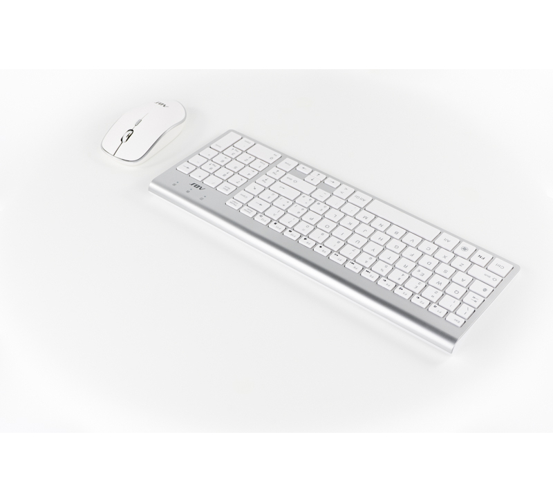 TASTIERA + MOUSE USB WIRELESS ADJ KW10 - Silver/Bianco - Usb