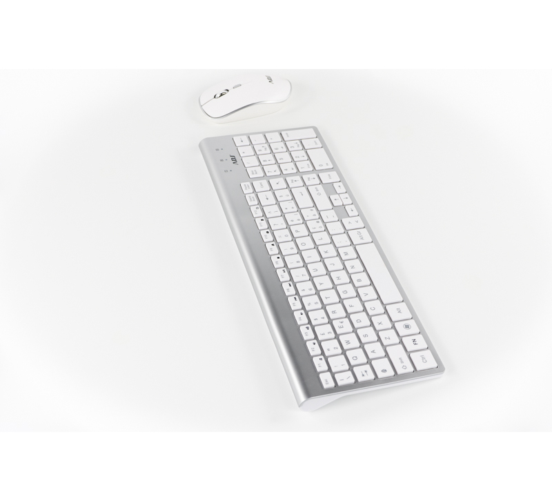 TASTIERA + MOUSE USB WIRELESS ADJ KW10 - Silver/Bianco - Usb